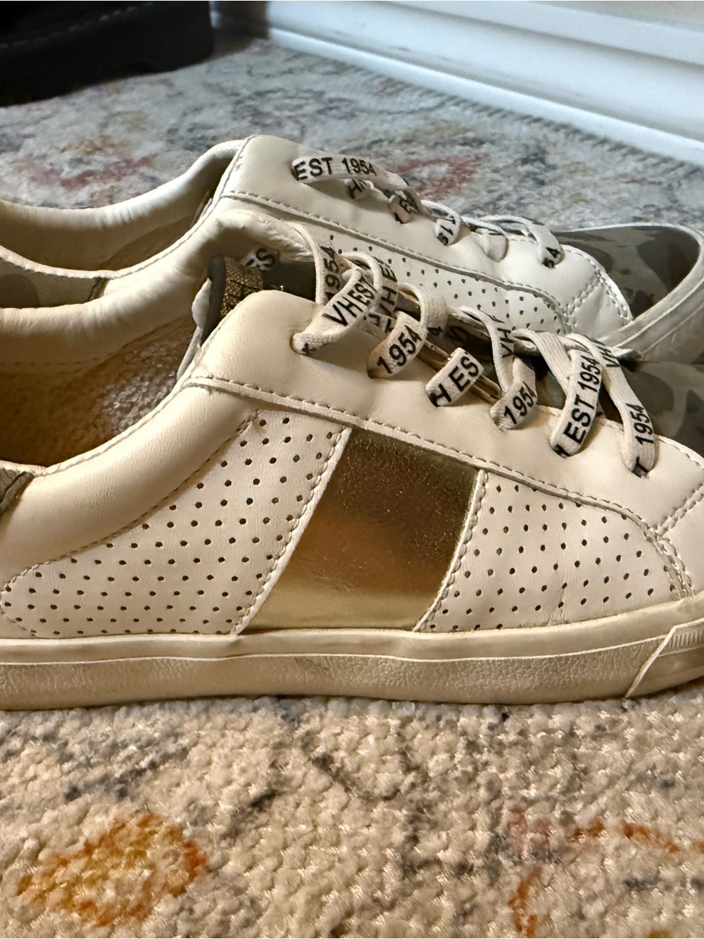 Vintage Havana White Sneakers with Camouflage and Gold Stripe - Picture 7 of 7